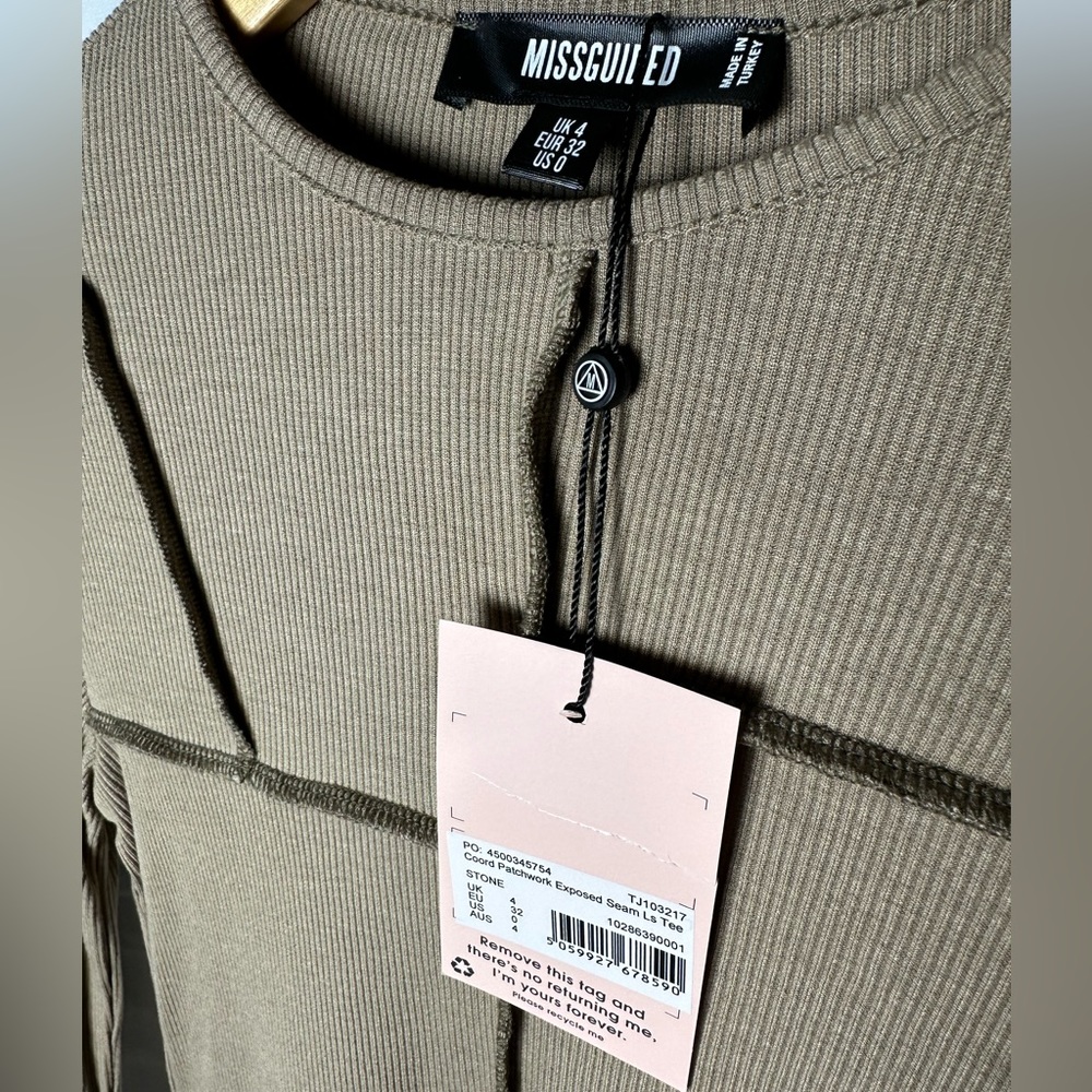 Missguided NWT Patchwork Exposed Seam Long Sleeve - Picture 4 of 4